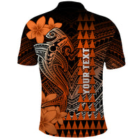 Personalized Hawaii Polo Shirt Hammerhead Shark Kakau Polynesian Tribal Orange LT05 - Polynesian Pride
