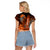 Personalized Hawaii Raglan Cropped T Shirt Hammerhead Shark Kakau Polynesian Tribal Orange LT05 - Polynesian Pride