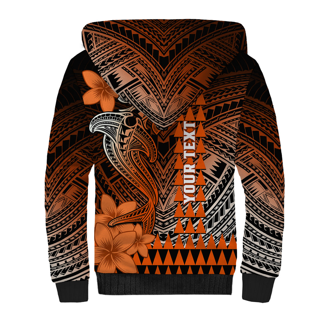 Personalized Hawaii Sherpa Hoodie Hammerhead Shark Kakau Polynesian Tribal Orange LT05 - Polynesian Pride
