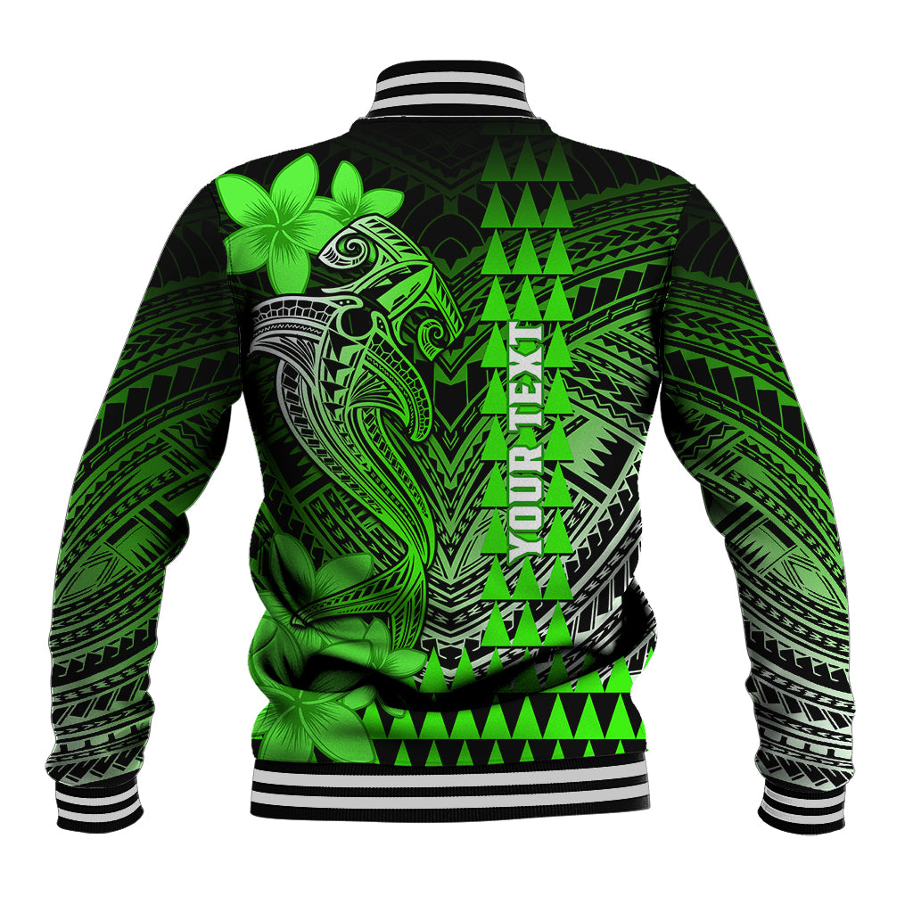 Personalized Hawaii Baseball Jacket Hammerhead Shark Kakau Polynesian Tribal Green LT05 - Polynesian Pride