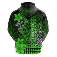 Personalized Hawaii Hoodie Hammerhead Shark Kakau Polynesian Tribal Green LT05 - Polynesian Pride