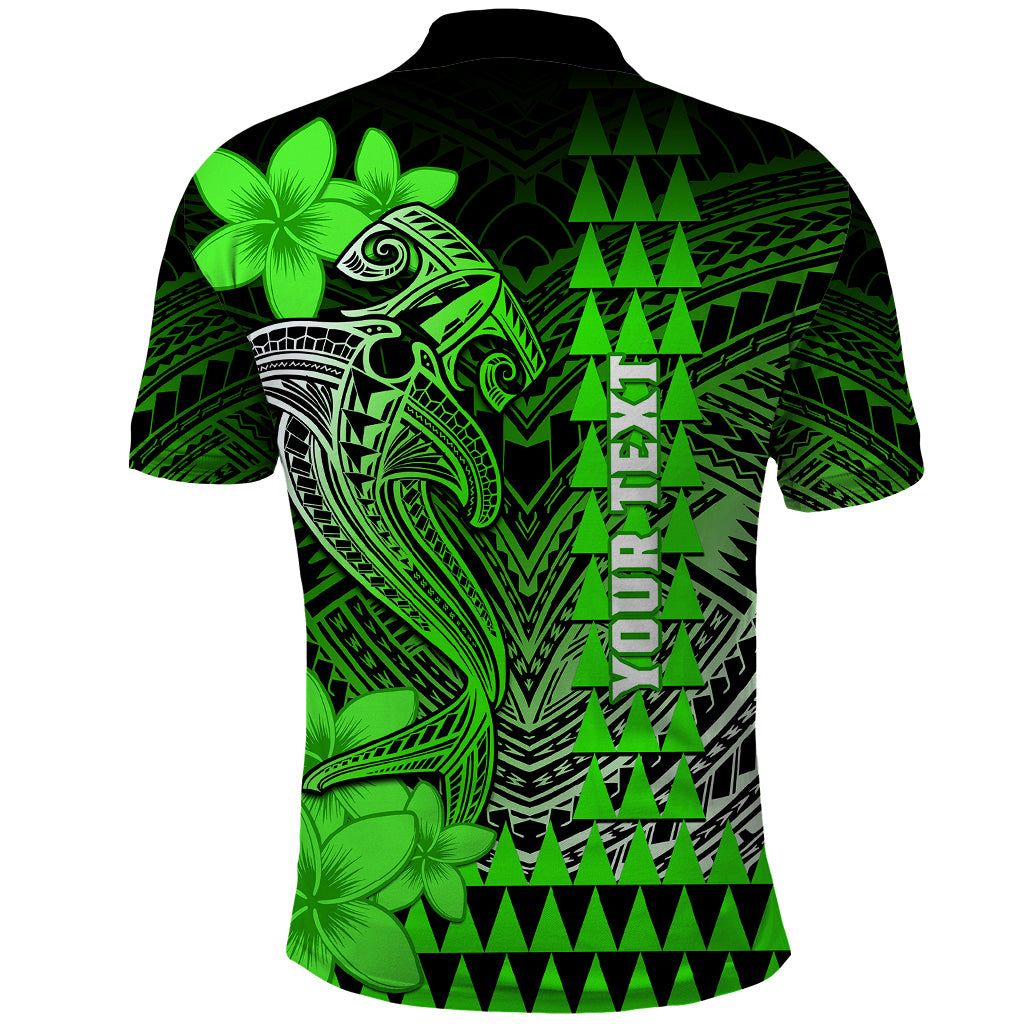Personalized Hawaii Polo Shirt Hammerhead Shark Kakau Polynesian Tribal Green LT05 - Polynesian Pride