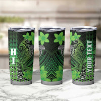 Personalized Hawaii Tumbler Cup Hammerhead Shark Kakau Polynesian Tribal Green