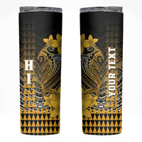 Personalized Hawaii Skinny Tumbler Hammerhead Shark Kakau Polynesian Tribal Gold