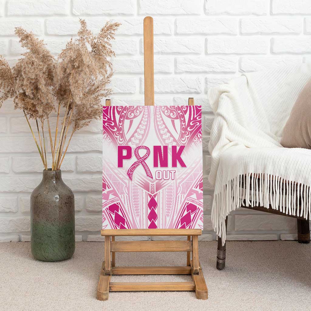 Breast Cancer Pink Out Canvas Wall Art Polynesian Art Tattoo White Version