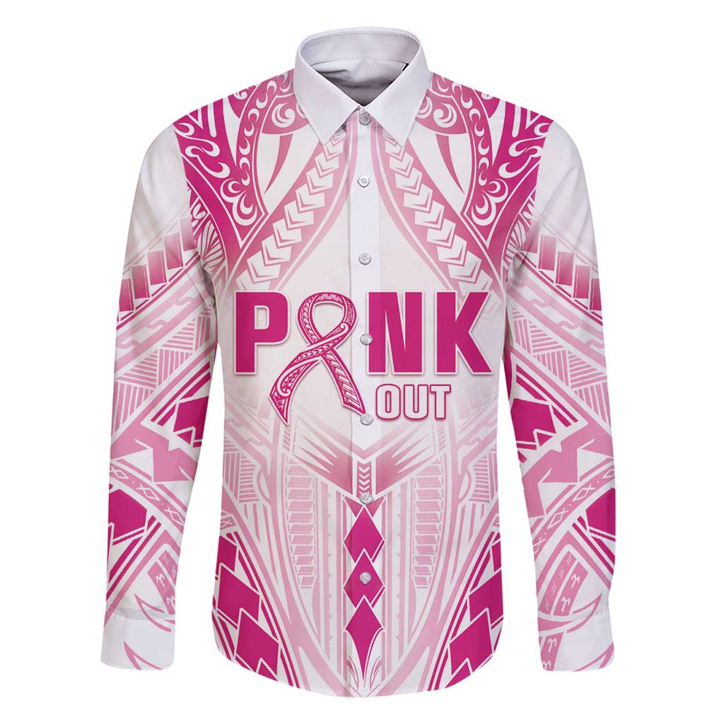 Breast Cancer Pink Out Family Matching Mermaid Dress and Hawaiian Shirt Polynesian Art Tattoo White Version