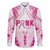 Breast Cancer Pink Out Family Matching Mermaid Dress and Hawaiian Shirt Polynesian Art Tattoo White Version