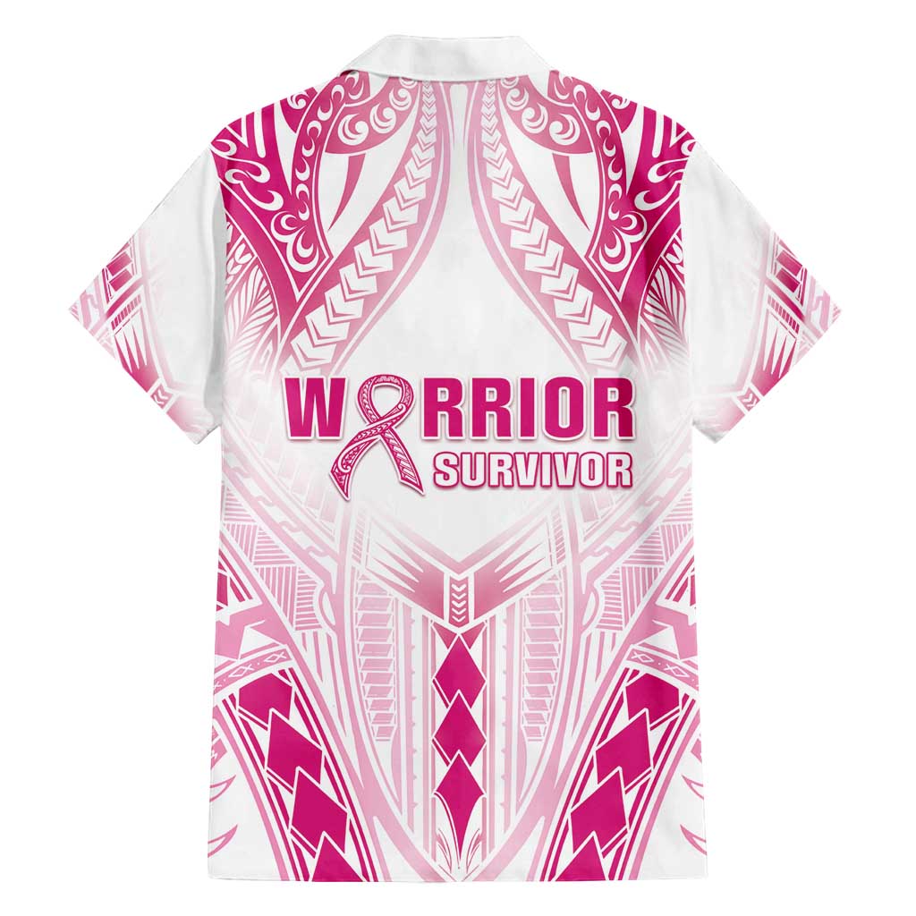 Breast Cancer Pink Out Family Matching Summer Maxi Dress and Hawaiian Shirt Polynesian Art Tattoo White Version