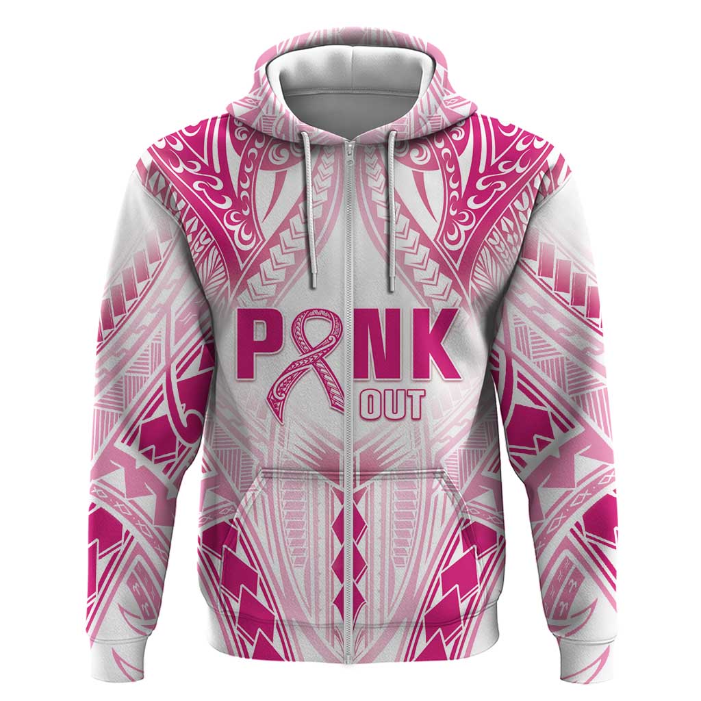 Breast Cancer Pink Out Hoodie Polynesian Art Tattoo White Version