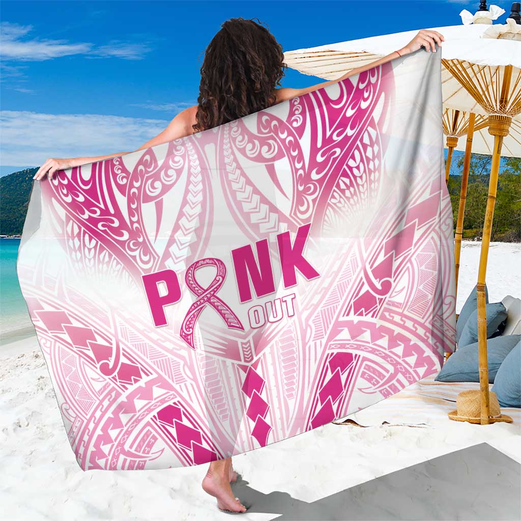 Breast Cancer Pink Out Sarong Polynesian Art Tattoo White Version LT05 One Size 44 x 66 inches White - Polynesian Pride