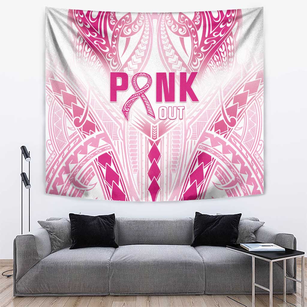 Breast Cancer Pink Out Tapestry Polynesian Art Tattoo White Version LT05 White - Polynesian Pride