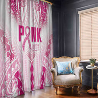 Breast Cancer Pink Out Window Curtain Polynesian Art Tattoo White Version