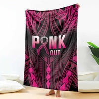 Breast Cancer Pink Out Blanket Polynesian Art Tattoo Black Version