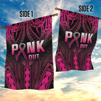 Breast Cancer Pink Out Garden Flag Polynesian Art Tattoo Black Version