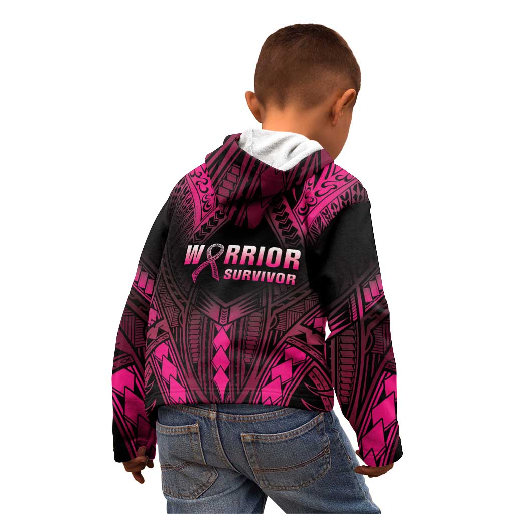 Breast Cancer Pink Out Kid Hoodie Polynesian Art Tattoo Black Version