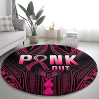 Breast Cancer Pink Out Round Carpet Polynesian Art Tattoo Black Version LT05 - Polynesian Pride