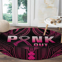 Breast Cancer Pink Out Round Carpet Polynesian Art Tattoo Black Version LT05 - Polynesian Pride