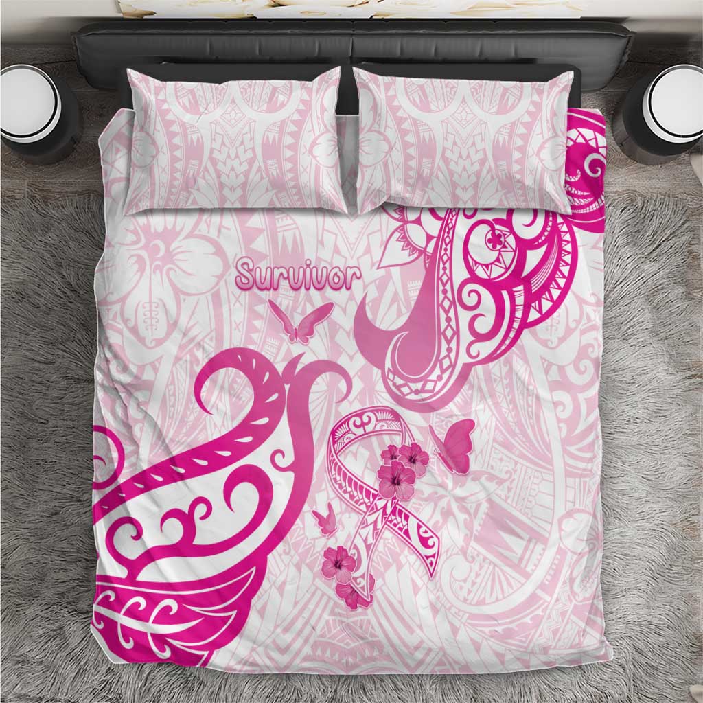 Breast Cancer Awareness Bedding Set Ribbon Polynesian Pattern White Version LT05 White - Polynesian Pride