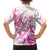 Personalised Breast Cancer Awareness Family Matching Off Shoulder Maxi Dress and Hawaiian Shirt Ribbon Polynesian Pattern White Version
