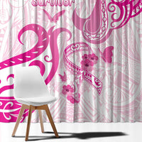 Breast Cancer Awareness Window Curtain Ribbon Polynesian Pattern White Version