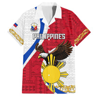 Personalized Philippines Family Matching Long Sleeve Bodycon Dress and Hawaiian Shirt The Eight-Rayed Sun Bald Eagle Polynesian Pattern LT05 Dad's Shirt - Short Sleeve Red - Polynesian Pride