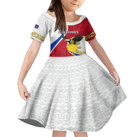 Personalized Philippines Family Matching Off Shoulder Short Dress and Hawaiian Shirt The Eight-Rayed Sun Bald Eagle Polynesian Pattern LT05 Daughter's Dress Red - Polynesian Pride