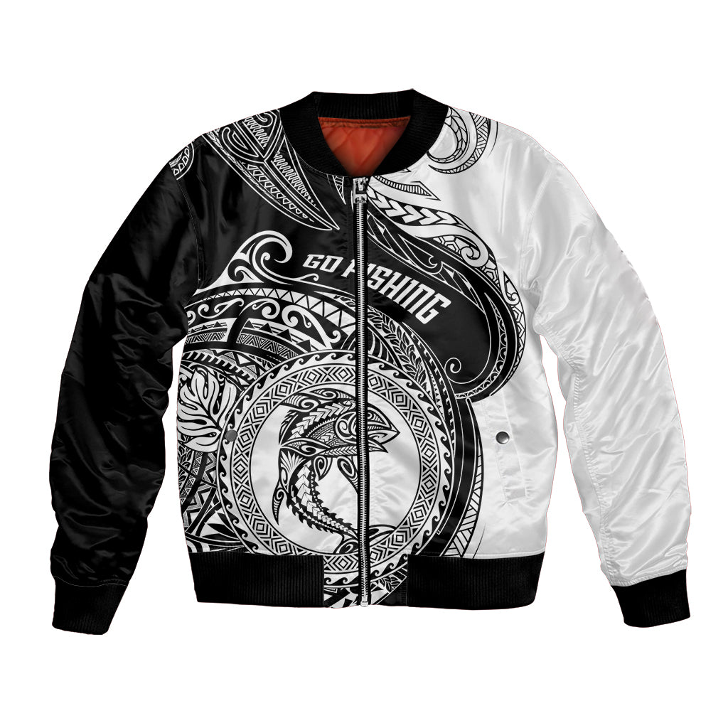 Go Fishing Bomber Jacket Polynesian Pattern LT05 Unisex Black - Polynesian Pride