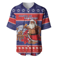 Samoa Christmas Baseball Jersey Samoan Santa Claus Manuia Le Kerisimasi LT05 Blue - Polynesian Pride