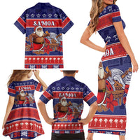 Samoa Christmas Family Matching Short Sleeve Bodycon Dress and Hawaiian Shirt Samoan Santa Claus Manuia Le Kerisimasi