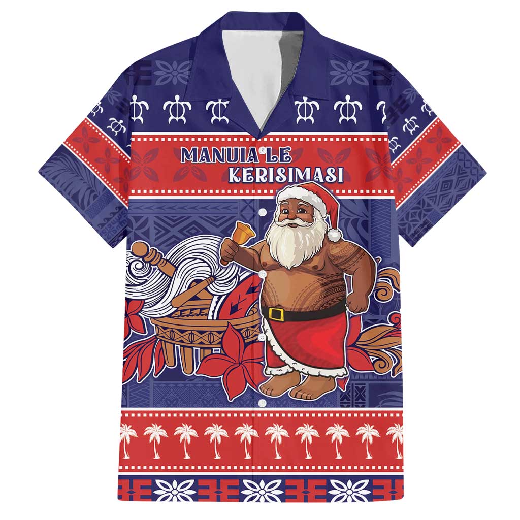 Samoa Christmas Hawaiian Shirt Samoan Santa Claus Manuia Le Kerisimasi LT05 Blue - Polynesian Pride