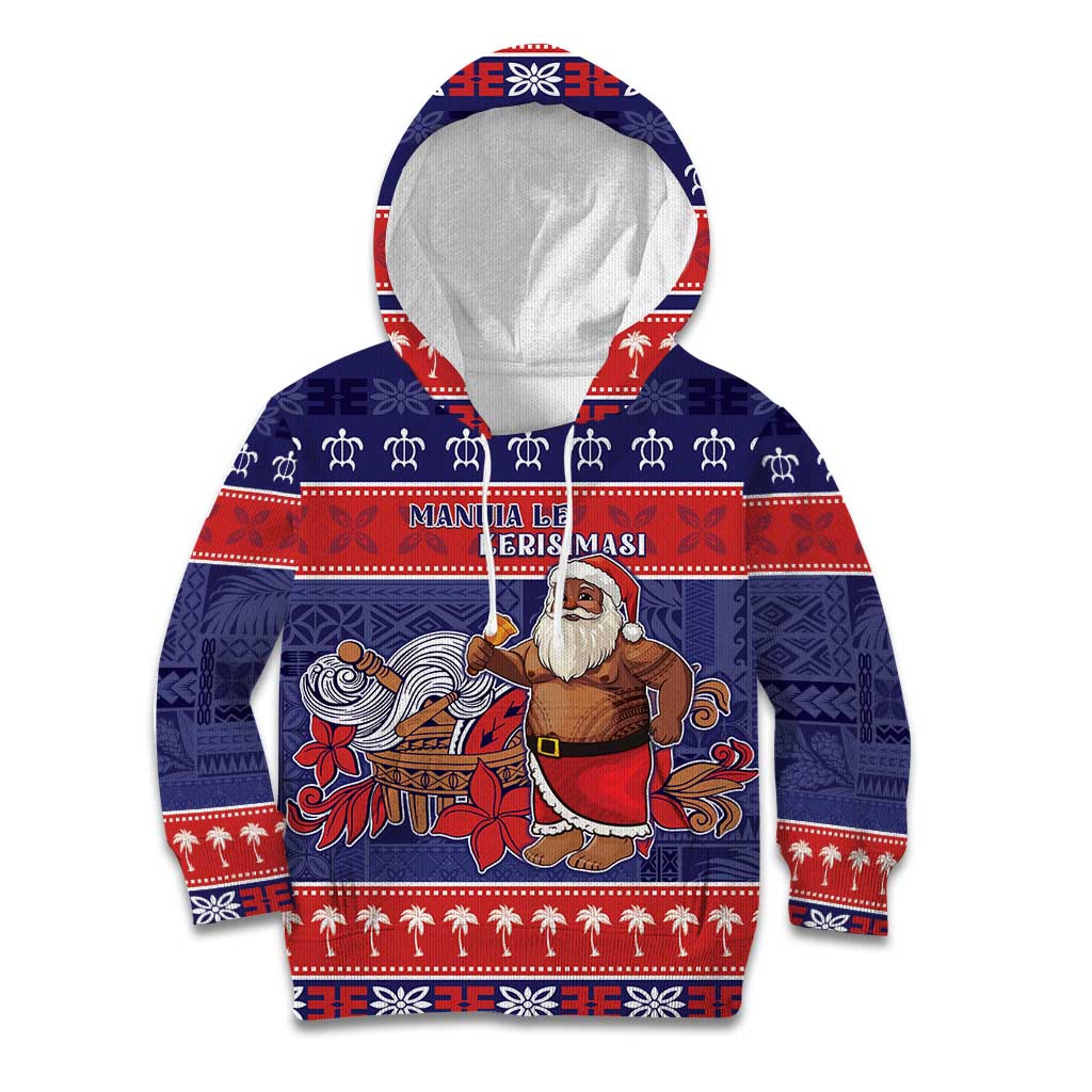 Samoa Christmas Kid Hoodie Samoan Santa Claus Manuia Le Kerisimasi LT05 Hoodie Blue - Polynesian Pride