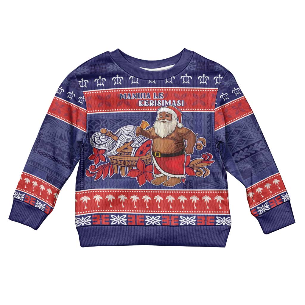 Samoa Christmas Kid Ugly Christmas Sweater Samoan Santa Claus Manuia Le Kerisimasi LT05 Kid Blue - Polynesian Pride