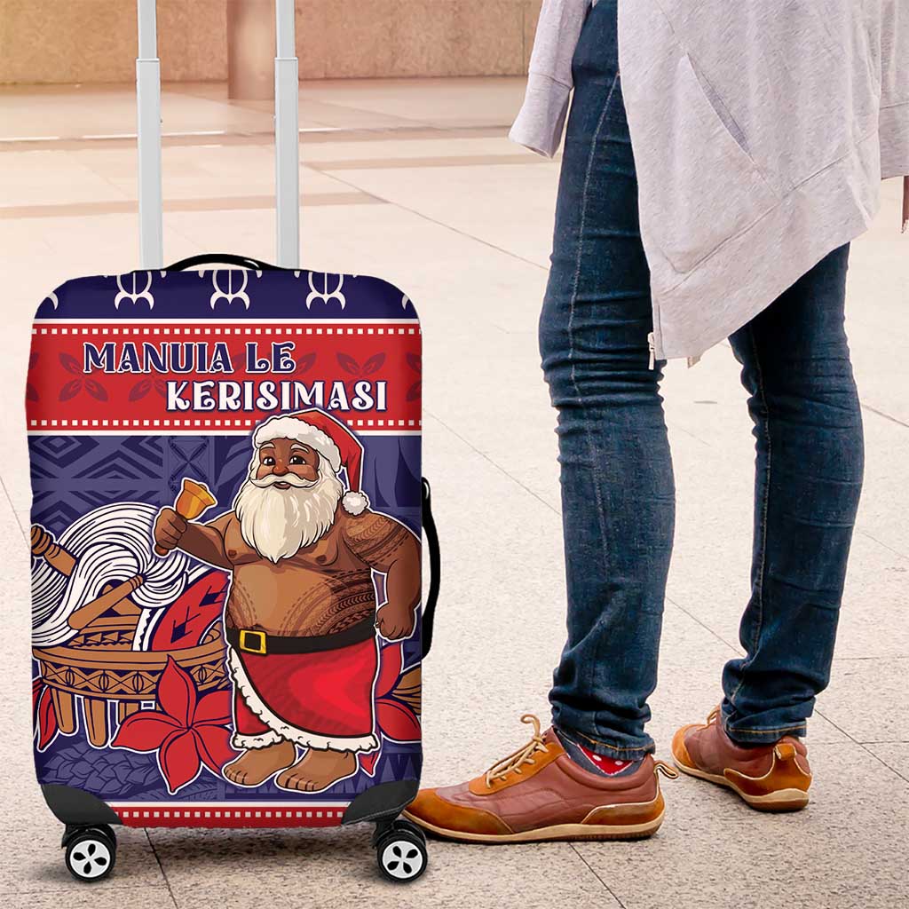 Samoa Christmas Luggage Cover Samoan Santa Claus Manuia Le Kerisimasi LT05 Blue - Polynesian Pride
