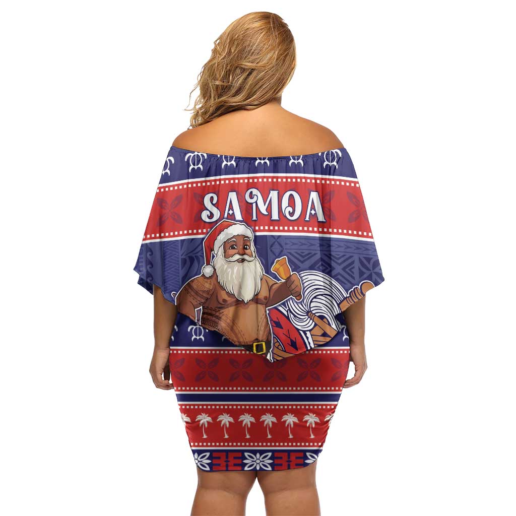 Samoa Christmas Off Shoulder Short Dress Samoan Santa Claus Manuia Le Kerisimasi LT05 - Polynesian Pride