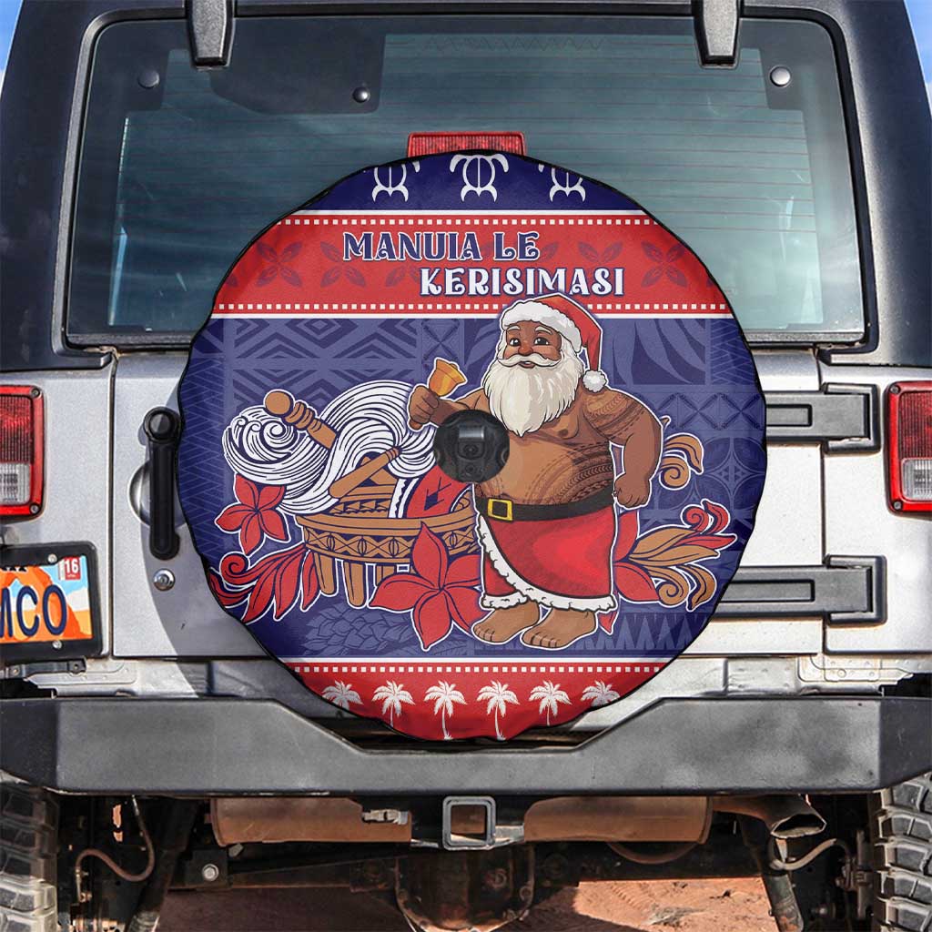Samoa Christmas Spare Tire Cover Samoan Santa Claus Manuia Le Kerisimasi LT05 Blue - Polynesian Pride
