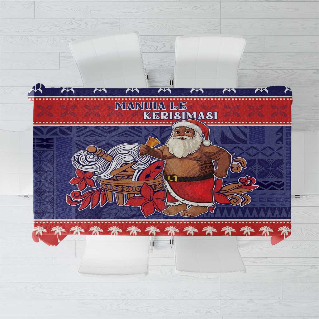 Samoa Christmas Tablecloth Samoan Santa Claus Manuia Le Kerisimasi LT05 Blue - Polynesian Pride