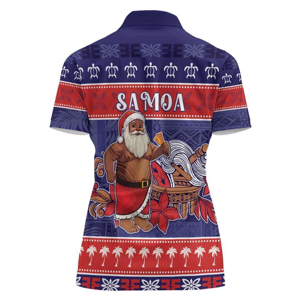Samoa Christmas Women Polo Shirt Samoan Santa Claus Manuia Le Kerisimasi