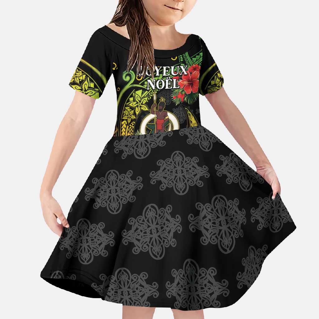 Love Vanuatu Christmas Family Matching Mermaid Dress and Hawaiian Shirt God Yumi Polynesian Tribal Pattern LT05 Daughter's Dress Black - Polynesian Pride