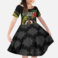 Love Vanuatu Christmas Family Matching Mermaid Dress and Hawaiian Shirt God Yumi Polynesian Tribal Pattern LT05 Daughter's Dress Black - Polynesian Pride
