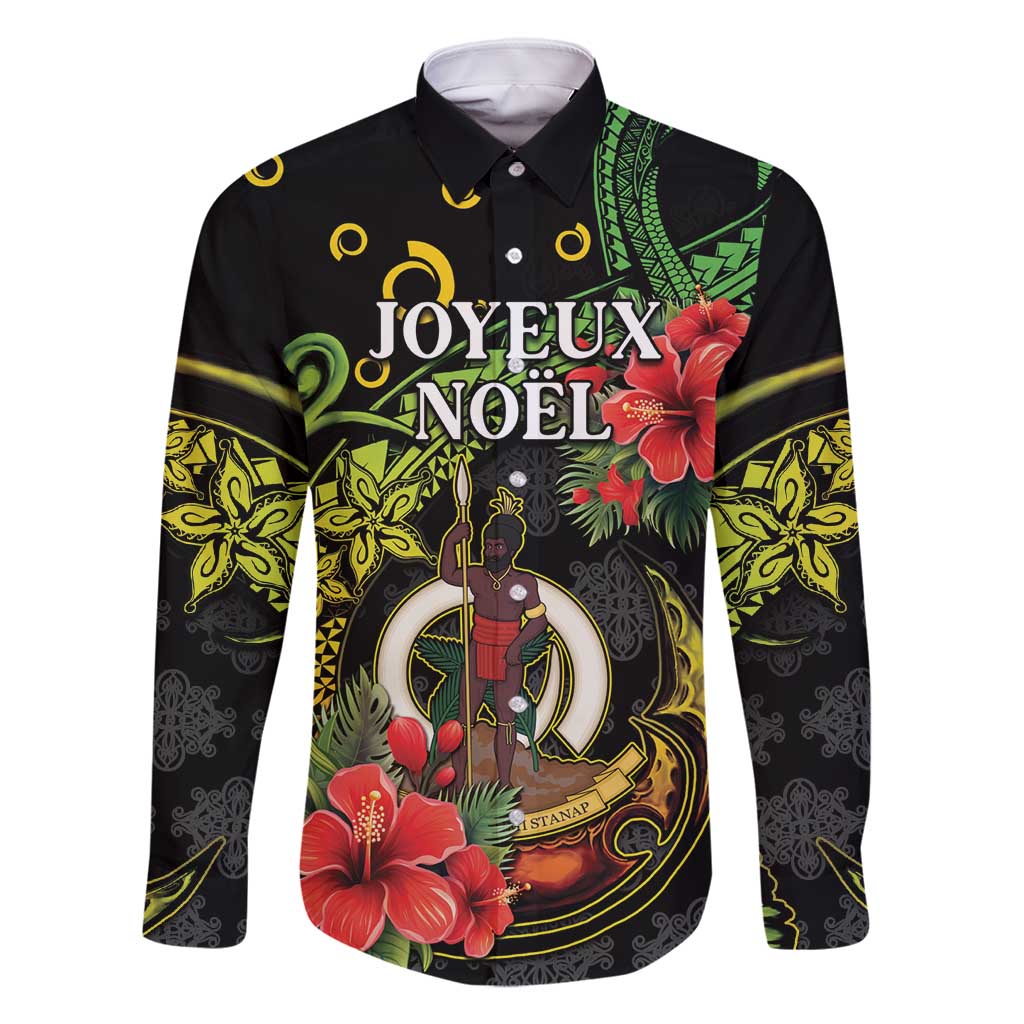 Love Vanuatu Christmas Family Matching Tank Maxi Dress and Hawaiian Shirt God Yumi Polynesian Tribal Pattern LT05 Dad's Shirt - Long Sleeve Black - Polynesian Pride