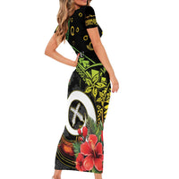 Love Vanuatu Christmas Short Sleeve Bodycon Dress God Yumi Polynesian Tribal Pattern LT05 - Polynesian Pride