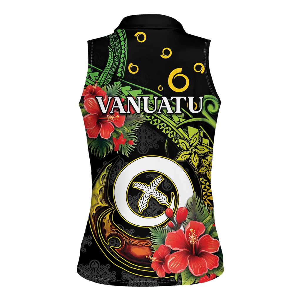 Love Vanuatu Christmas Women Sleeveless Polo Shirt God Yumi Polynesian Tribal Pattern
