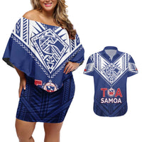 Super Toa Samoa Rugby Custom Couples Matching Off Shoulder Short Dress and Hawaiian Shirt Warrior Spirit LT05