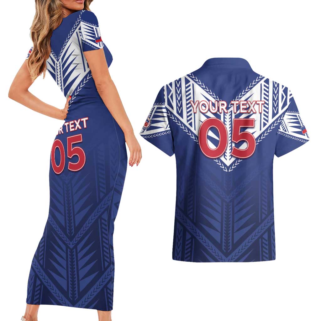 Super Toa Samoa Rugby Custom Couples Matching Short Sleeve Bodycon Dress and Hawaiian Shirt Warrior Spirit LT05