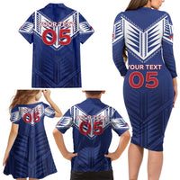 Super Toa Samoa Rugby Custom Family Matching Long Sleeve Bodycon Dress and Hawaiian Shirt Warrior Spirit LT05