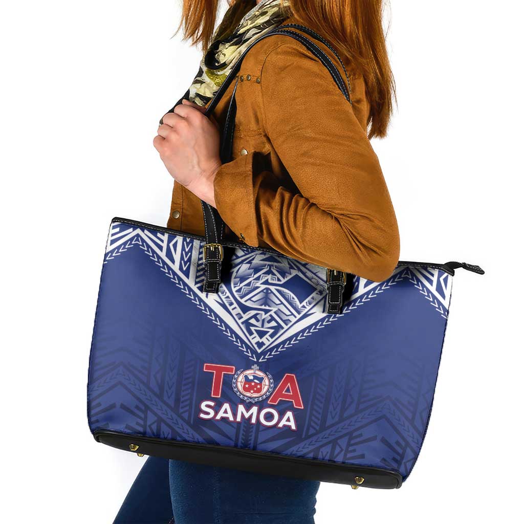 Super Toa Samoa Rugby Leather Tote Bag Warrior Spirit LT05
