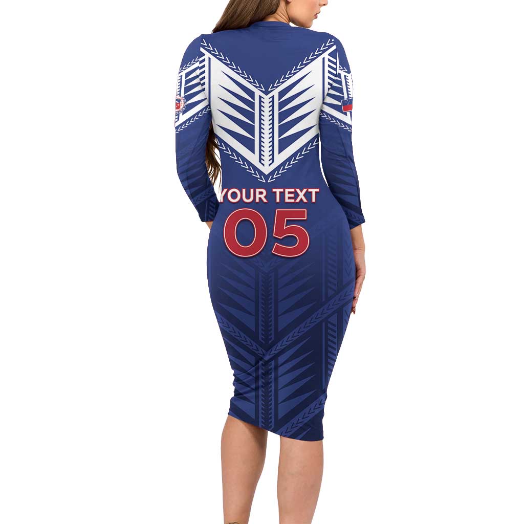Super Toa Samoa Rugby Custom Long Sleeve Bodycon Dress Warrior Spirit LT05
