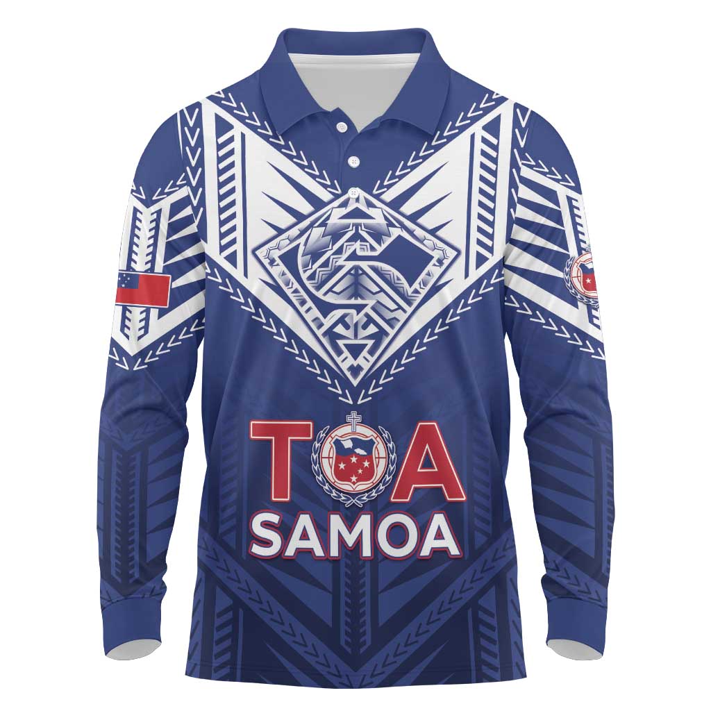 Super Toa Samoa Rugby Custom Long Sleeve Polo Shirt Warrior Spirit LT05