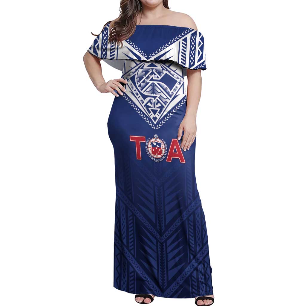 Super Toa Samoa Rugby Custom Off Shoulder Maxi Dress Warrior Spirit LT05
