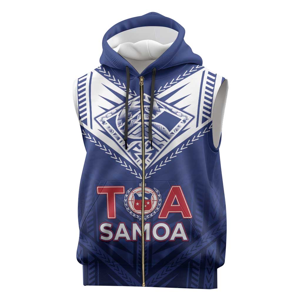 Super Toa Samoa Rugby Custom Sleeveless Zip Hoodie Warrior Spirit LT05